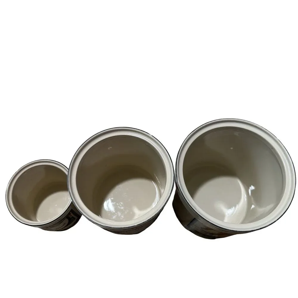 Susan Winget Farm Animals Canisters w/ Lids, Cow Sheep‎ Hen Vintage 3 pc